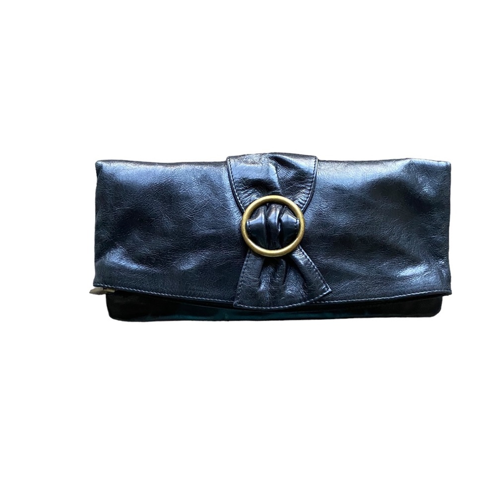 HOBO International Foldover Bow Black Leather Clutch